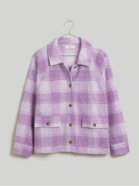 Madewell Brushed Plaid Shacket Lavender Ombre Medium